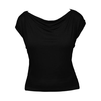 Jholie London Jersey Boat Neck Tee, Black, Small